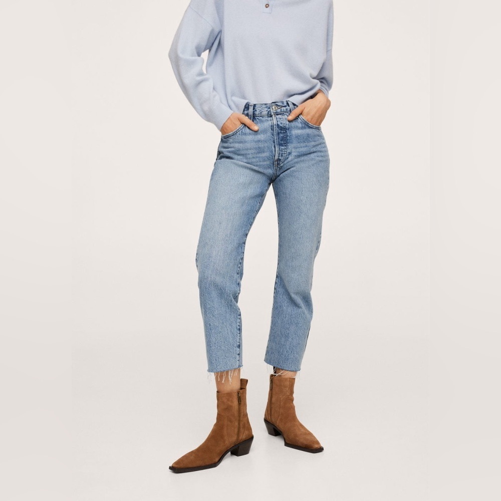 MANGO MNG • Havana High Waisted Mid Cropped Straight Jeans - Picture 2 of 9